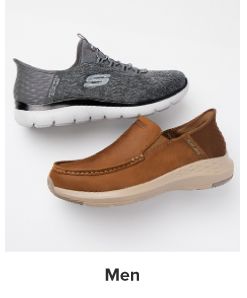 An image of two men's casual shoes. Shop men.