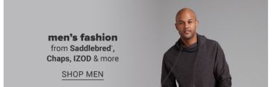 A man in a grey hoodie, jeans and white sneakers. Men's fashion from Saddlebred, Chaps, Izod and more. Shop men. Shop big and tall.