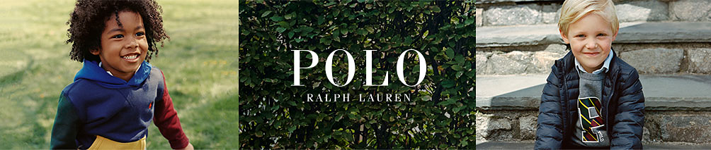 A kid in a light gray hoodie.. A boy in a colorful patchwork polo shirt. Two kids wearing Ralph Lauren outfits.