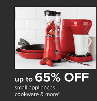 Red pans, red blender and coffee maker. Up to 65% off small appliances, cookware and more.