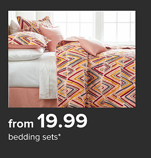Orange and red zig zag patterned bedding. From $19.99 bedding sets.