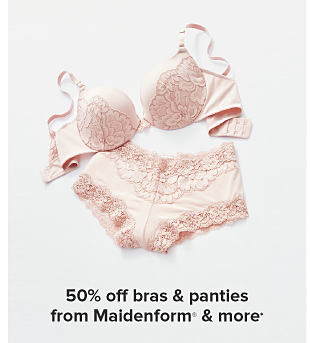 A pink bra and panty set. 50% off bras and panties from Maidenform and more. 
