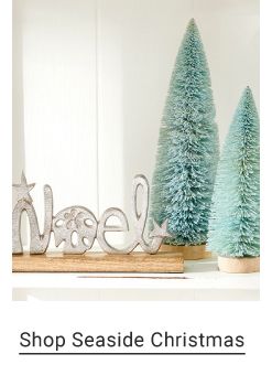 Image of noel and tree decor. Shop Seaside Christmas.