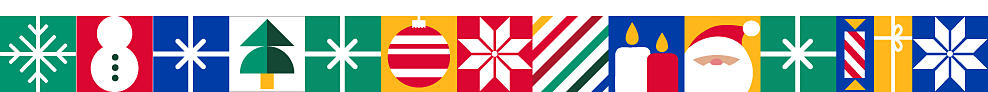 A patterned border of holiday-themed graphics.