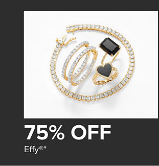 Gold necklace, earrings and rings. 75% off Effy. 