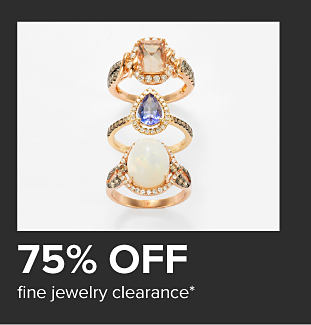 Various gold rings with different gems. 75% off fine jewelry clearance. 