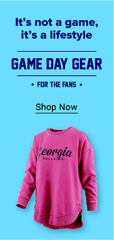A red long sleeve Georgia Bulldogs crewneck. It's not a game, it's a lifestyle. Game Day Gear. For the fans. Shop now.