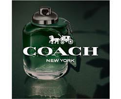 A Green perfume bottle. Shop Coach New York.