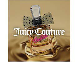 A gold perfume bottle. Shop Juicy Couture. 