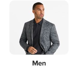 A man in a gray sport coat. Shop men.