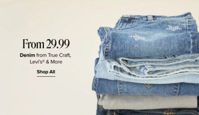 From 29.99 denim from True Craft, Levis and more. Shop all. Various pairs of folded jeans.
