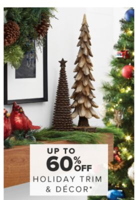 Up to 60% off holiday trim and decor.