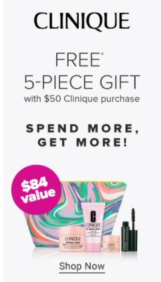 Clinique. Free 5-piece gift with $50 Clinique purchase. Spend more, get more! Shop now.