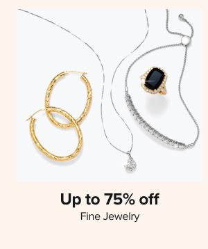 75% off fine jewelry clearance. Shop now. Various pieces of jewelry.