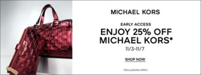 Two red handbags. Michael Kors. Early access. Enjoy 25% off Michael Kors. November 3rd to 7th. Shop now. Exclusions apply.