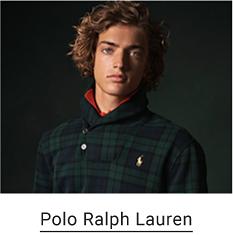 A man wearing a green and blue plaid top. Polo Ralph Lauren.