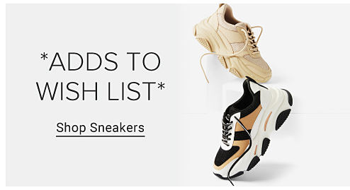 Beige and white sneakers. Adds to wish list. Shop sneakers