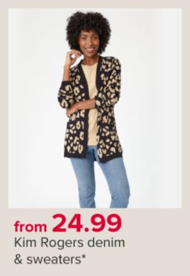 From 21.99 Kim Rogers denim and sweaters.
