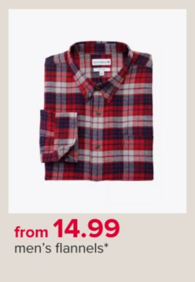 From 14.99 men's flannels.