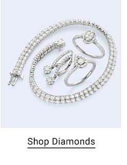 An image of a variety of diamond jewelry. Shop diamonds. 