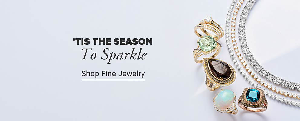 An image of a variety of fine jewelry. 'Tis the season to sparkle. Shop fine jewelry.