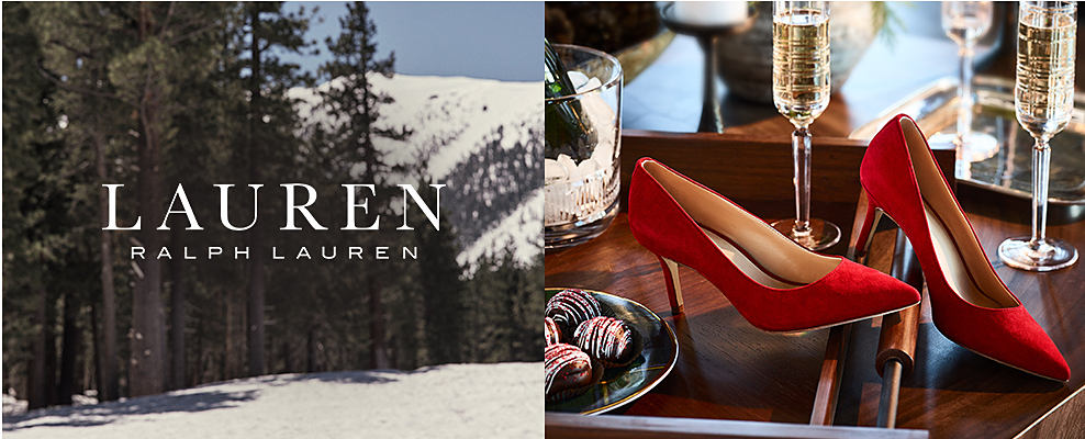 Lauren Ralph Lauren. An image of a pair of red heels on a table. Shop shoes.