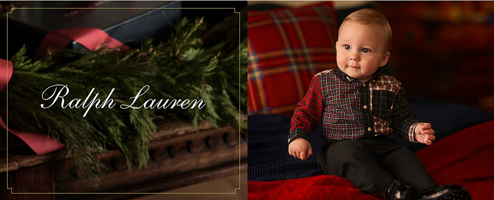 Ralph Lauren. An image of a baby in a multi-printed button-down shirt and black pants. Shop baby clothing.