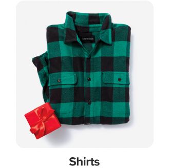 Image of a green plaid shirt. Shop shirts.