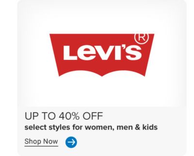 The Levi's logo. Up to 40% off Levi's select styles for men, women and kids. Shop now.