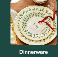 An image of holiday dinnerware. Dinnerware.