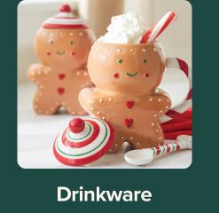 An image of gingerbread shaped drink ware. Drinkware.