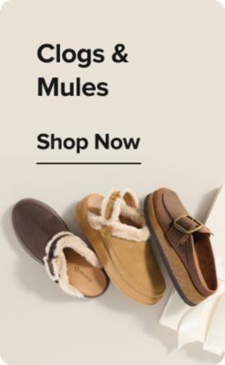 Clogs and mules. Shop now. Various shoes.