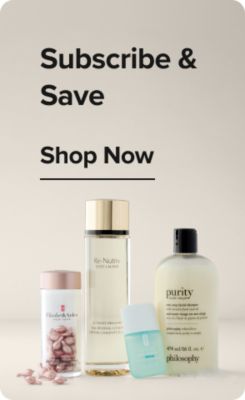 Subscribe and save. Never run out of your must-haves. Shop now. Skincare products.
