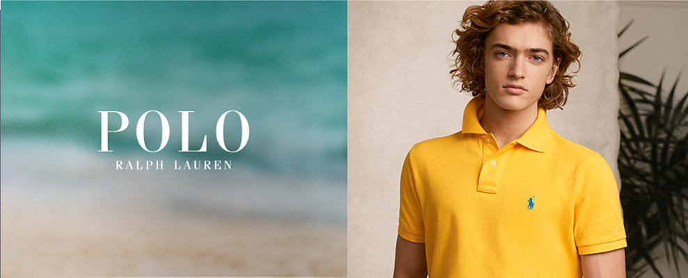 A man in a yellow polo shirt. Polo Ralph Lauren.