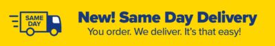 New! Same Day delivery. Your order. We deliver. It's that easy!