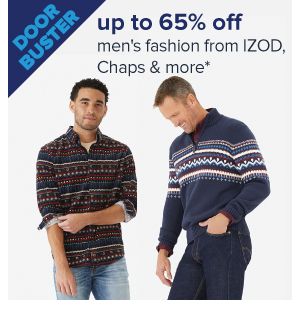 Two men in sweaters. Doorbuster, up to 65% off men's fashion from Izod, Chaps and more.