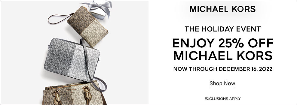 A variety of red Michael Kors bags. Michael Kors. The holiday event. Enjoy 25% off Michael Kors now through December 16, 2022. Shop now. Exclusions apply. 