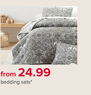 A gray bedding set with white details. From 24.99 bedding sets.