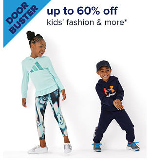 Two kids wearing activewear. Up to 60% off kids' fashion and more.
