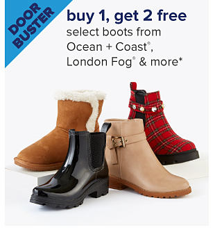 Doorbuster. Buy 1, get 2 free select boots from Ocean & Coast, London Fog & more. Image of boots. Shop now.