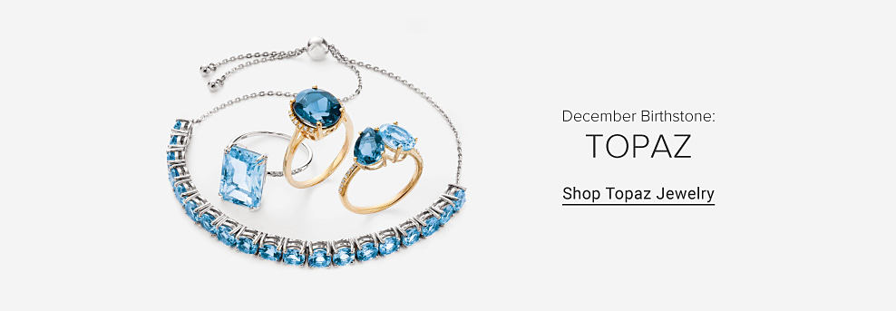 An image of topaz jewelry. December birthstone, topaz. Shop topaz jewelry. 