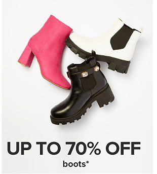 Pink, white and black boots. Up to 70% off boots. 