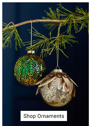 An image of two Christmas ornaments. Shop ornaments. 