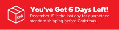 You've Got 6 Days Left! Decemeber 18 is the last day for guaranteed standard shipping before Christmas!