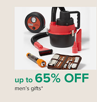 A vacuum, flash light and grooming kit. 65% off men's gifts. 
