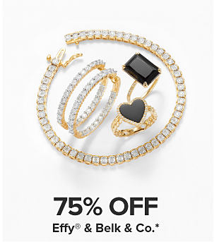Diamond gold earrings, rings and necklace. 75% off Effy.