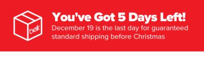 You've Got 4 Days Left! Decemeber 18 is the last day for guaranteed standard shipping before Christmas!