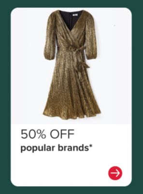 Image of apparel. 50% off popular brands.