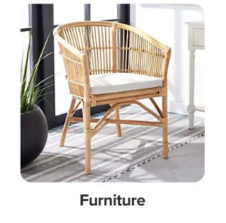 A chair with white cushion. Shop furniture.