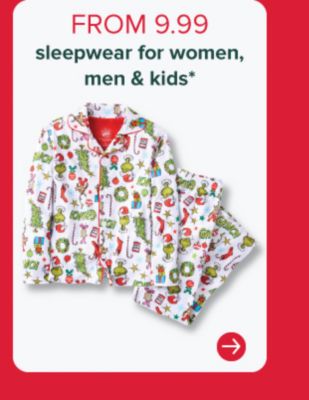 A women's holiday pajama set. From 9.99 sleepwear for women, men and kids.